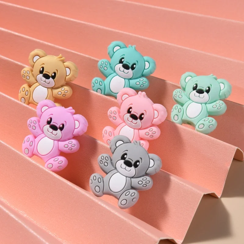 Custom  HS102 Hugging Bear Silicone Focal Bead teether baby toys food grade silicone  baby teether teething toys for babies