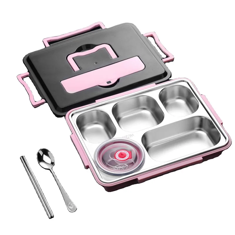 Custom large capacity 5 compartment leakproof tiffin food container stainless steel insulated school kids thermos bento lunch