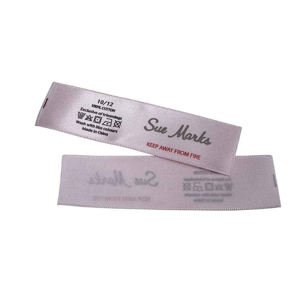 Custom LOGO Brand Name Cloth Tags Garment Neck Fabric Satin Labels Sew On Damask Woven Labels For Clothing