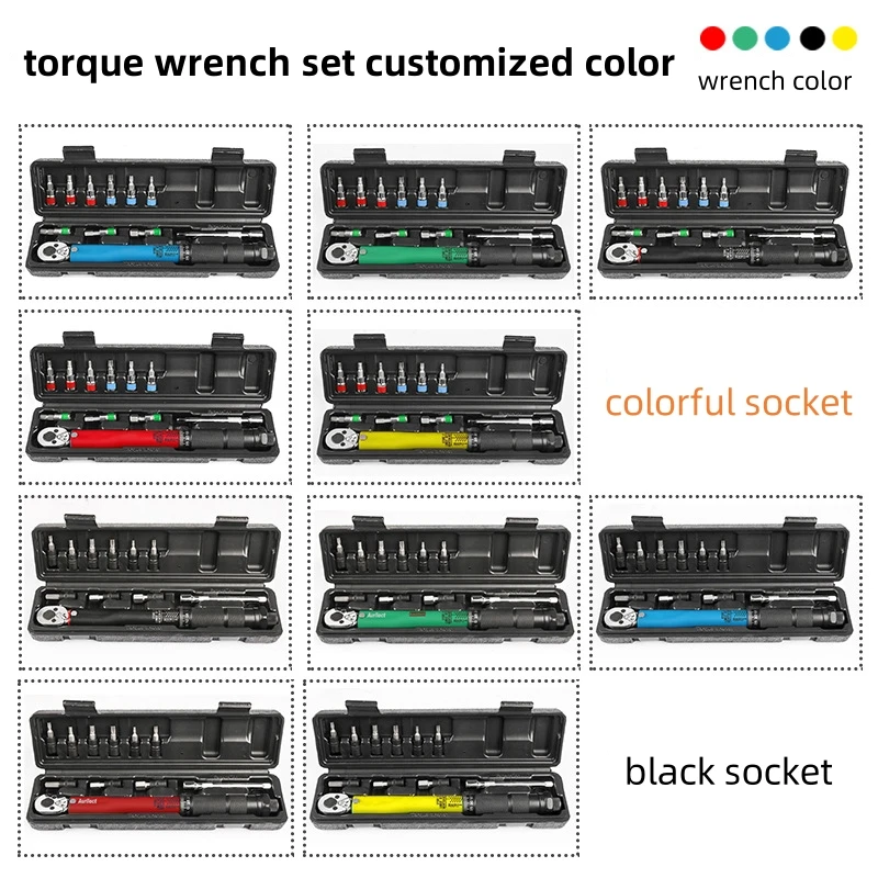 New Fashion 13-piece 1/4' 2.26-22.6nm 20-200lb.ft Torque Wrench Tool Set Multi-functional Household Maintenance Tool Box