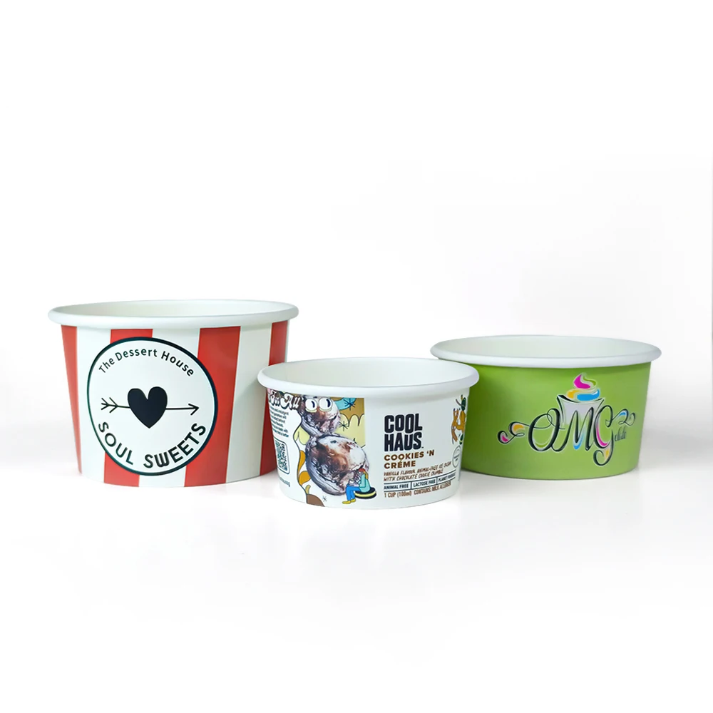 3 4 6 8 12 16 oz 120 150ml customized ice cream bowl ice cream cup packaging with lid small ice cream cup