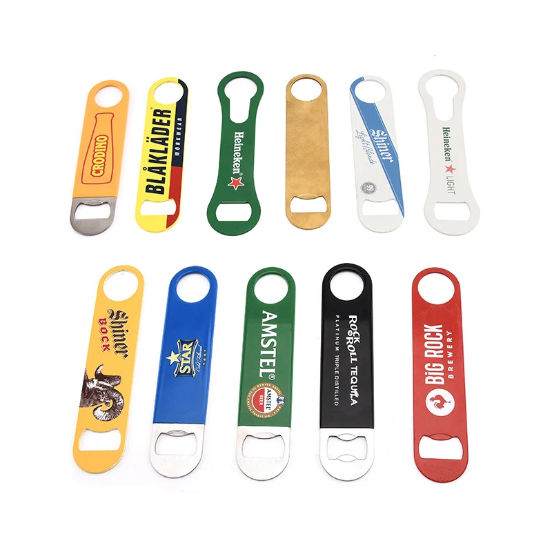 Flat Laser Logo Speed Opener Stainless Steel Beer Bottle Opener Custom Metal Bar Blade