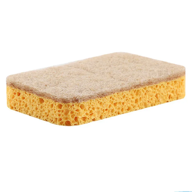 3 Pcs Kitchen Composite Wood Pulp Cotton Scouring Pad Natural Sisal Cloth Non-stick Oil Sponge Scrubbing Dish ClothKitchen Items