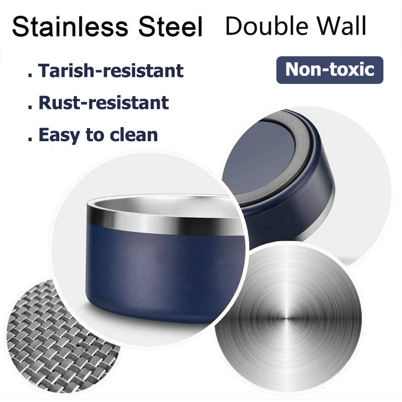 32oz 64oz Double Wall Non-Slip Stainless Steel Pet Dog Food Feeder Water Bowl for Medium Large Pets Custom Dog bowls