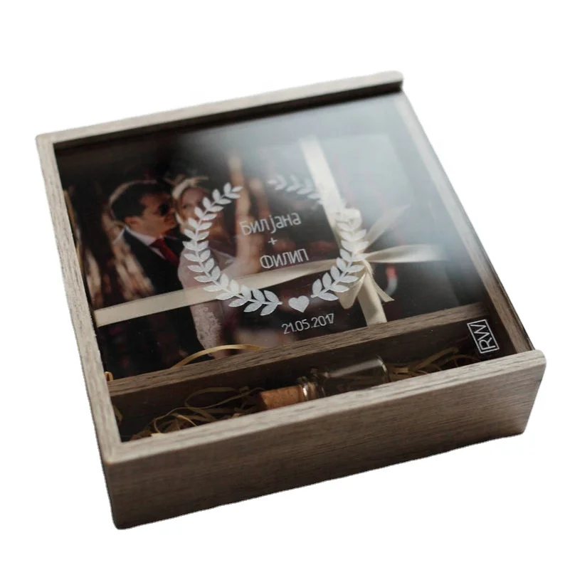 Custom wood box for 4*6 inch photos and USB beautiful gifts wooden boxes