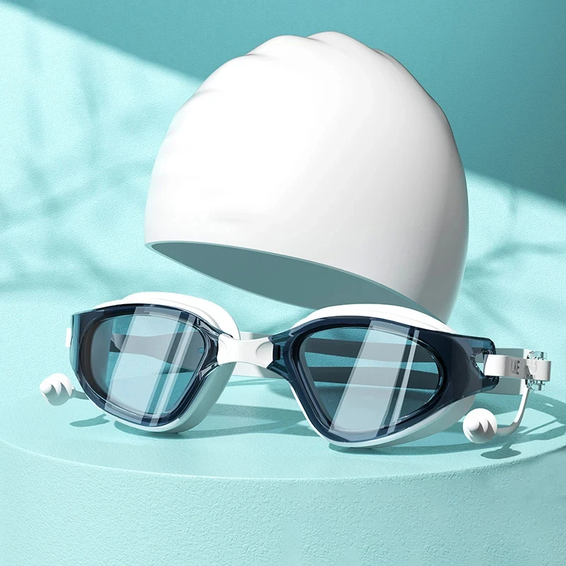 Professional High-end Swimming Goggles HD Anti-fog Waterproof Swimming Goggles Diving Gear Swimming Cap & Goggle Set