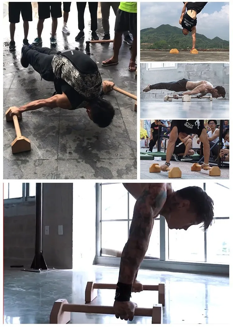 Dip stands Solid Beech New design Gymnastics Parallettes Wood Handstand Bar Wooden Parallettes dip bar wood parallel Push Up Bar