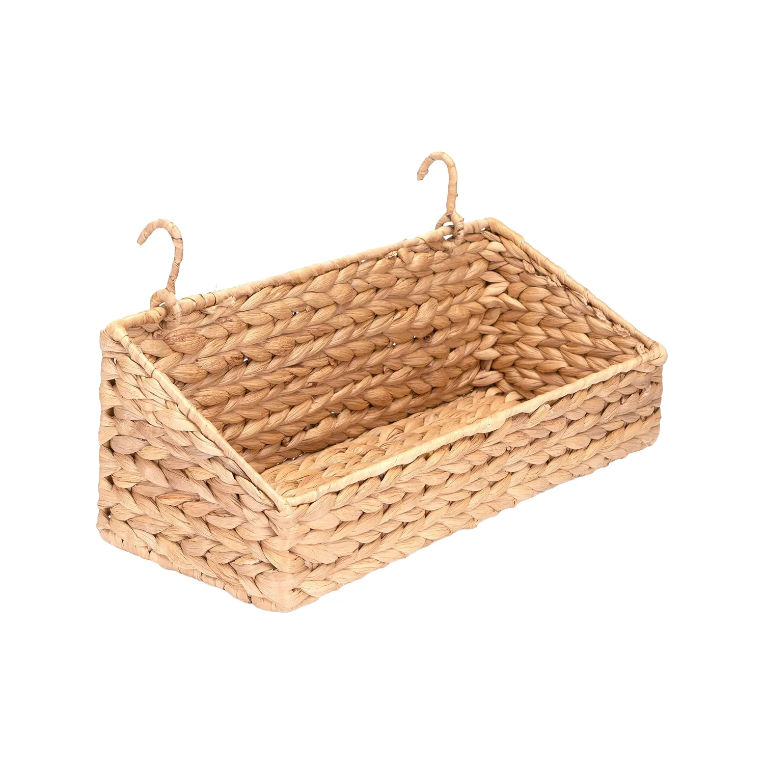 Water Hyacinth Wall Basket for Storage and Organisation Hanging Basket Braided with Hooks
