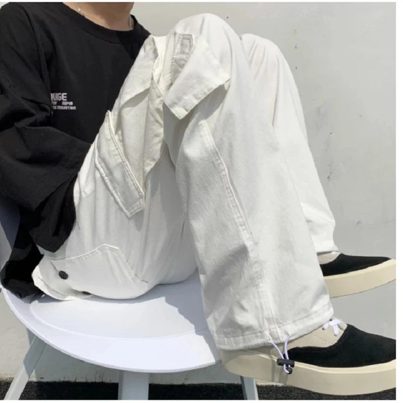 XINBO Wholesale Fashion Pockets Loose Straight Trousers Pantalones Wide Leg Cargo Pants Streetwear Casual Pants For Men