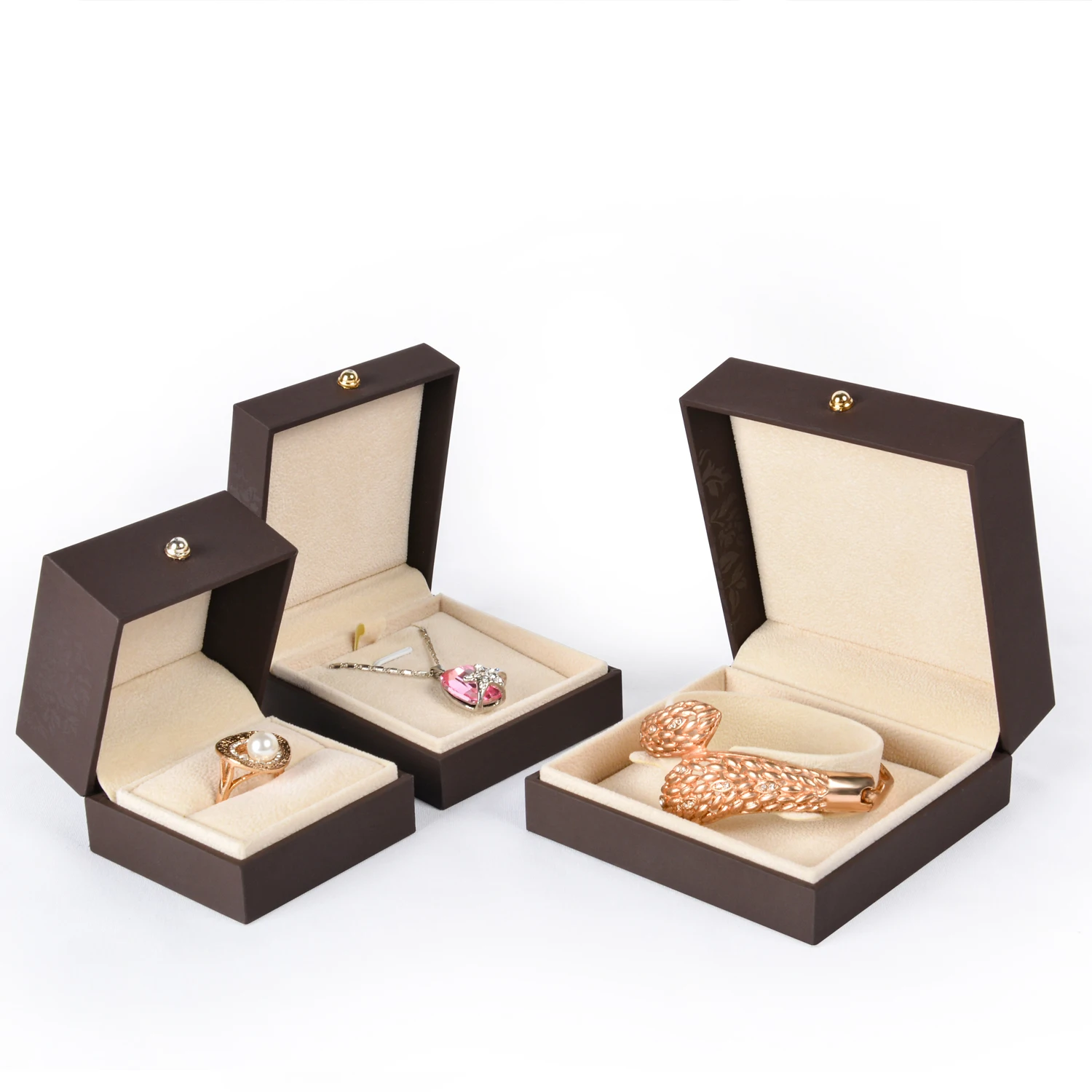 Nice quality pendant ring bangle earrings luxury plastic jewellery box packaging