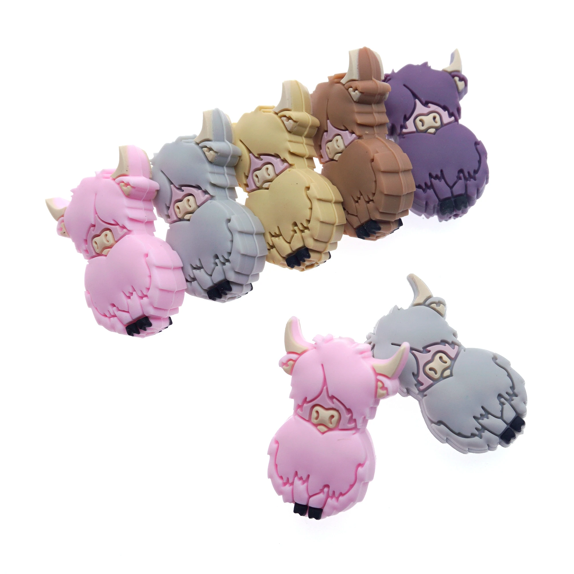 Hot Sale Cow Silicone Beads Baby Chew Other Loose Soft Focal Animal Silicone Teething Beads For Beadable Pens Jewelry Making