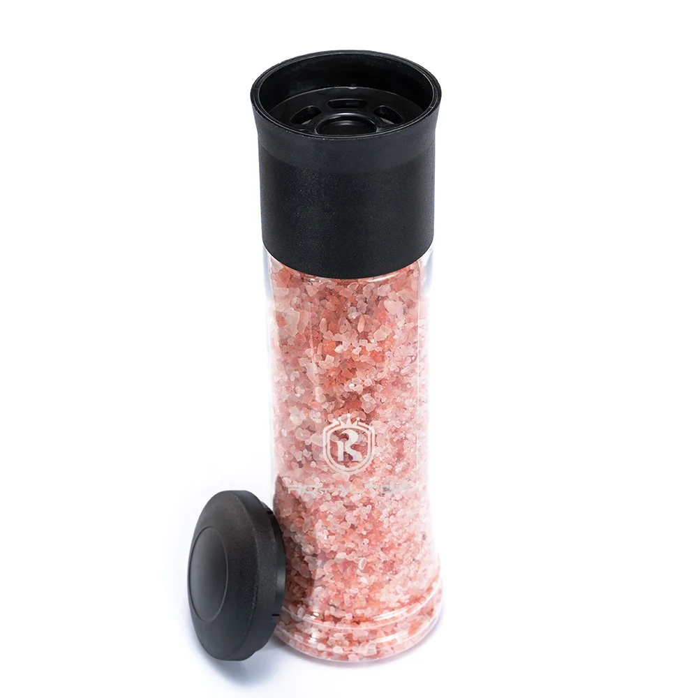wholesale 12oz clear pet spice packaging seasoning mill bottle jar plastic shaker pepper and himalayan salt grinder