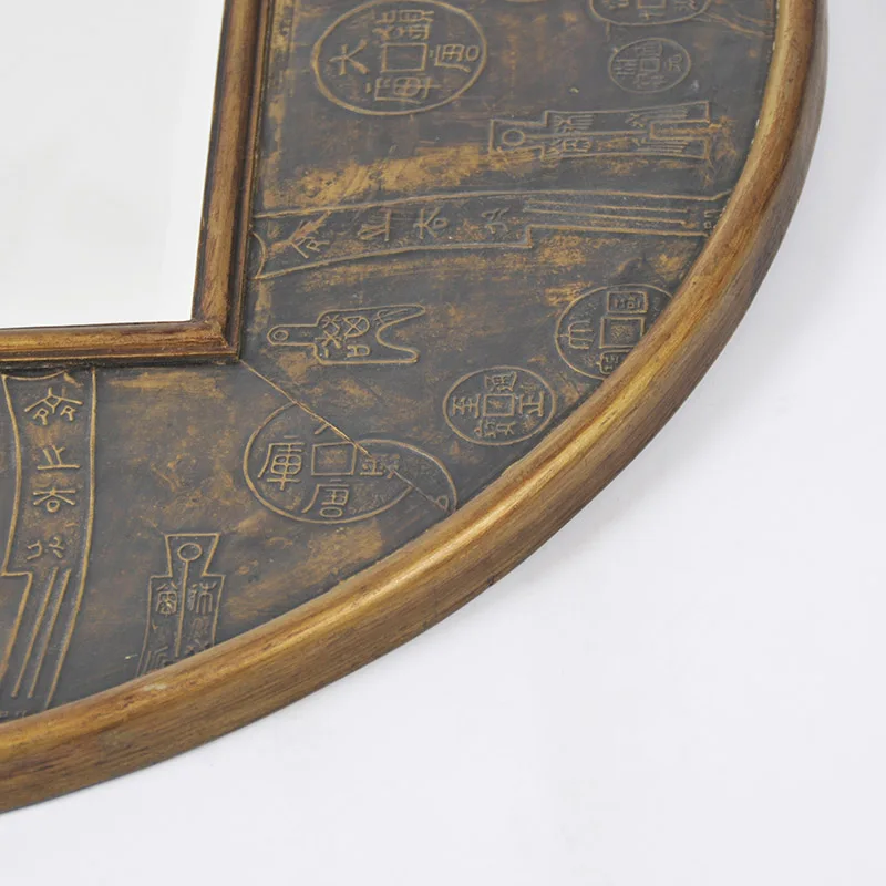 71 Antique Copper Cash Shape Round decor Novel Vintage Decor large Wall Mirror decoration Living Room dropshipping products 2024