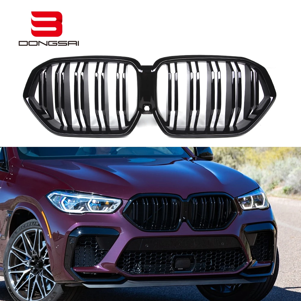 ABS глянцевый черный двойной центральный решетчатый гриль решетка передний бампер почки для BMW X6 G06 X6M F96 2020 +