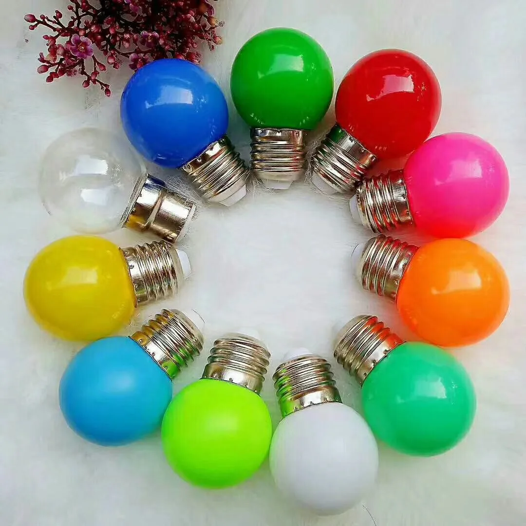 LED G45 golf ball lamps colourful bulb 1w 2w Colours decoration E26 E27 E14 B22 RGB bulb Christmas light for string light