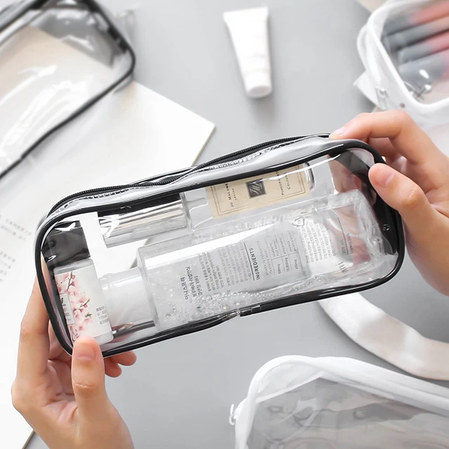 China factory pencil bag PVC square waterproof storage bag transparent pencil case pencil case