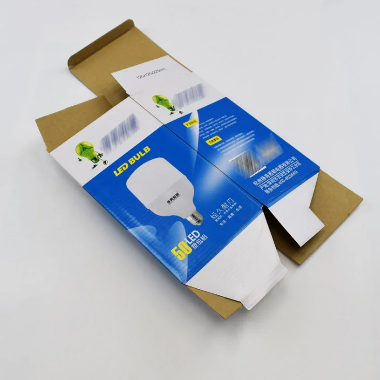 Customized Recyclable Corrugated Tuck Top Snap Locked Bottom Packaging Consumer Electronics Led Light Bulb Paper Box