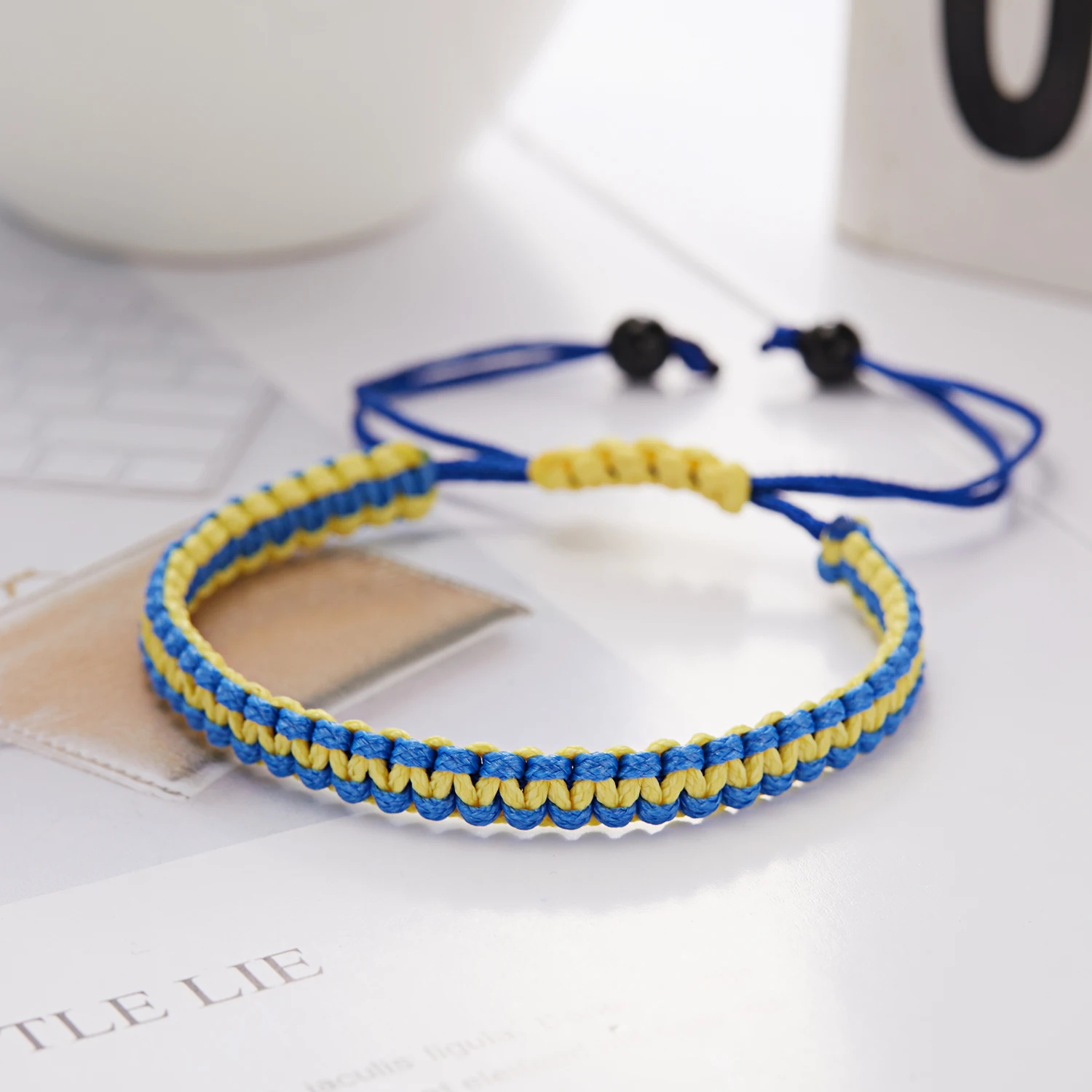 Ukraine Bracelet Blue Yellow Handmade Woven Braided Rope Ukranian Country Flag Bracelet Men Women Kids Wristband Cuff
