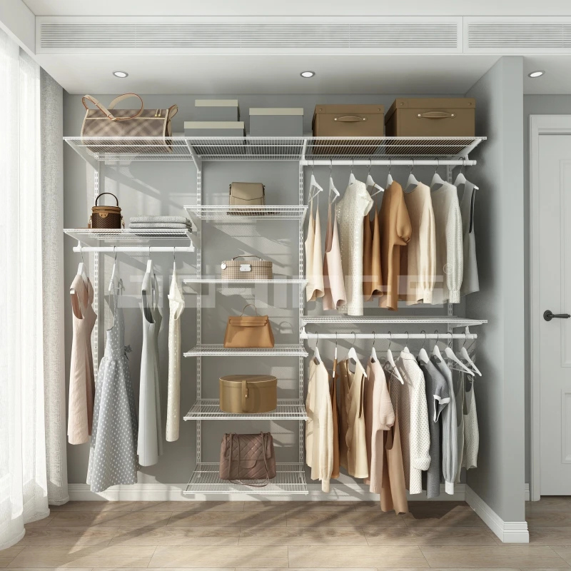Bedroom Checkroom Bathroom Black Walk In Closet Shelves Modern  Walk In Closet System Supplier