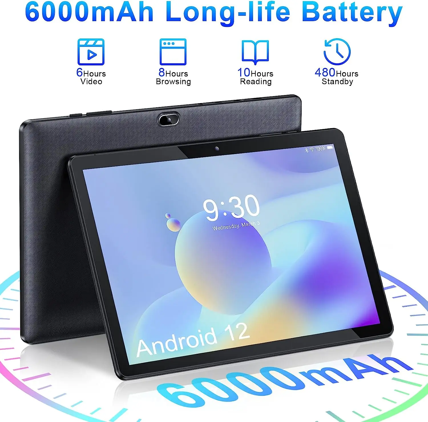 2023 10 Inch Tablets PC with Google Play 2gb 32gb IPS HD Touchscreen and Dual Speakers Android 12 Tablet USB type A