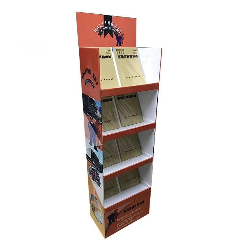Custom Made Colorful Printed Folding Promotion Cardboard Book Retail Display Shelf