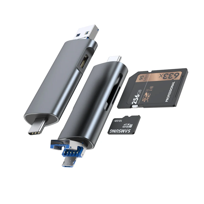 High quality OTG USB C and Micro USB to USB 3.0 Cardreader Support SD/TF/MMC/Micro SD for PC LAPTOP and Smartphone