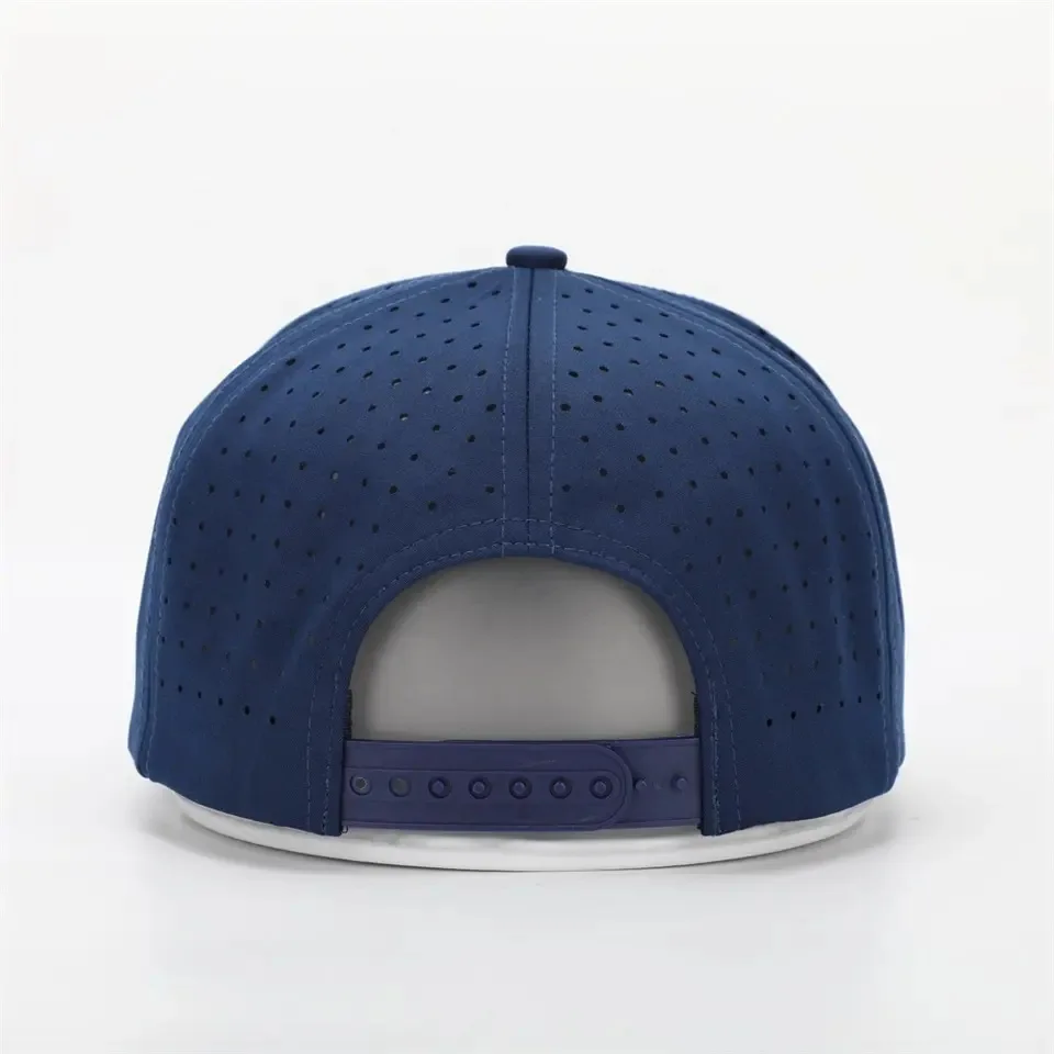 Custom Logo 5-Panel Curved Brim Trucker Hat Fashionable Sport Baseball Perforated Hat with rubber logo for Outdoor Travel