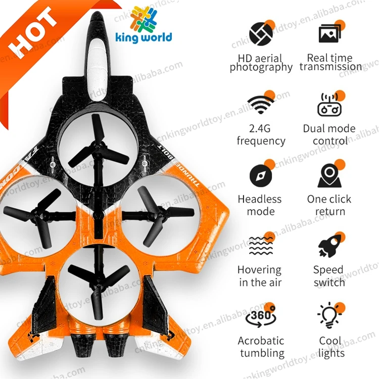 KW Hot 2.4GHz 4CH New Fighter RC Air Plane Jet with LED Lights with WIFI FPV Camera for Training Beginners