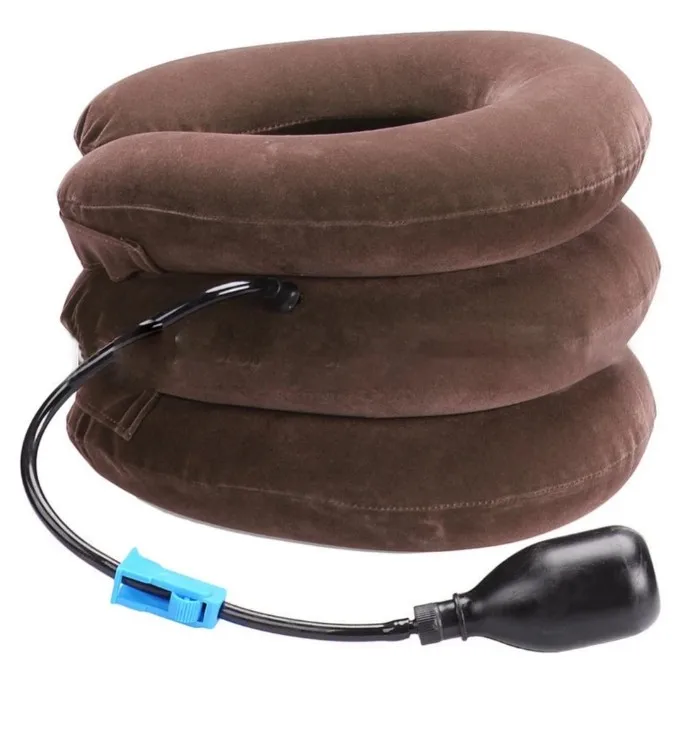 High Quality Portable Cervical Collar Brace Pillow Adjustable Flannel Air Neck Brace Traction Device
