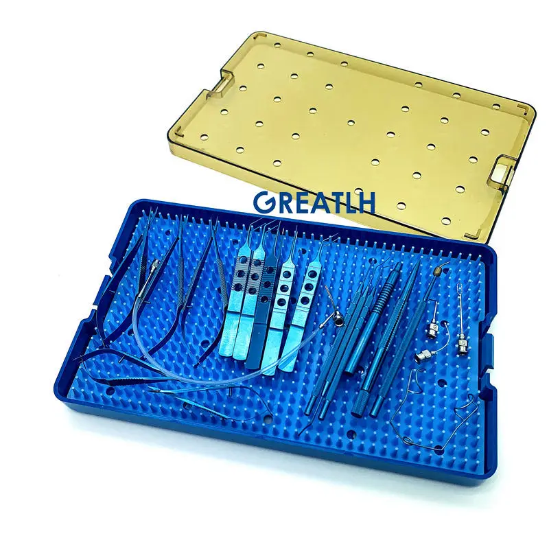 Titanium Alloy 21pcs for cataract surgery Ophthalmic instrument With silicone sterilization box