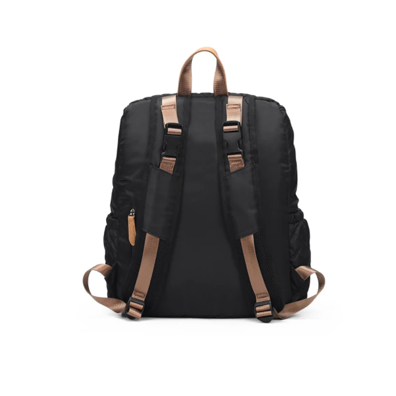 Quilted Pattern Mylon Black Backpack Diaper Bag Mummy Maternity Nappy Bag