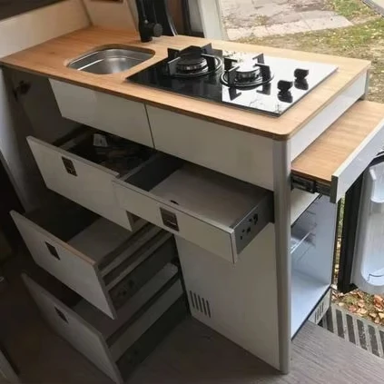 Пользовательские RV кухонный шкаф наружный Расширенный с холодильником camper Аксессуары алюминиевая мебель прочный
