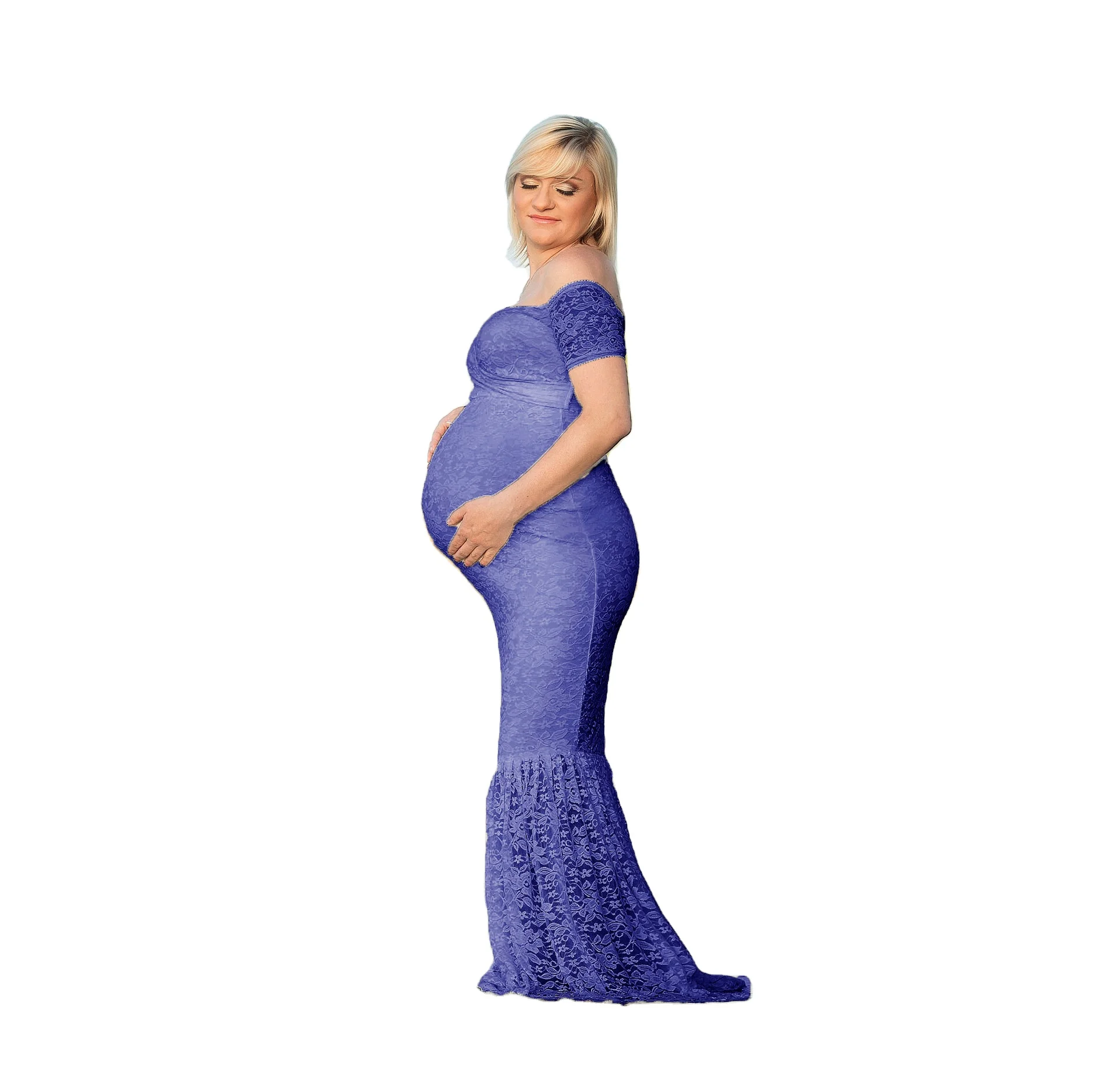 White Maternity Photography Props Long Dress Lace Pregnancy Dresses Elegance Pregnant Women Maxi Gown For Photo Shoots