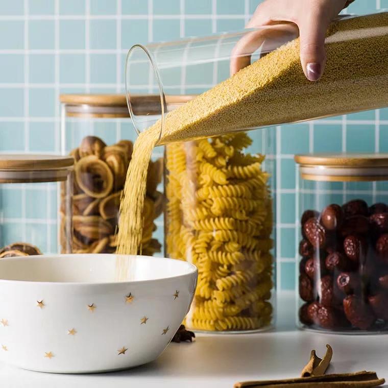 
Glass food container storage glass bottles with silcone glass lid 