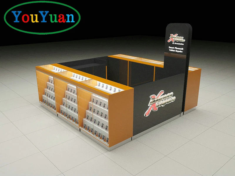 Modern Accessories Glass Mobile Phone Case Display Showcase Custom Shopping Mall Kiosk for Cell Phone