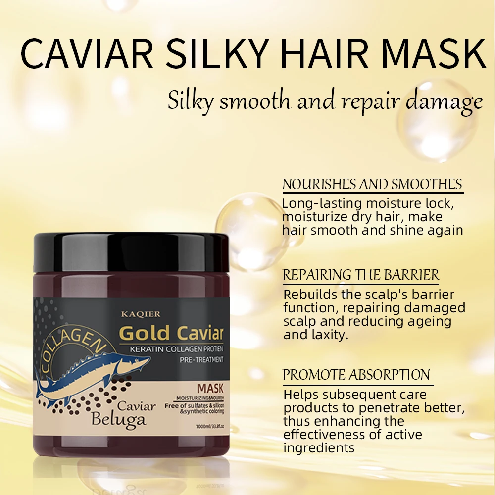 Custom Private Label Nourishing Repair Treatment Collagen Gold Caviar Hair Care Creams Large Capacity Hair Mask