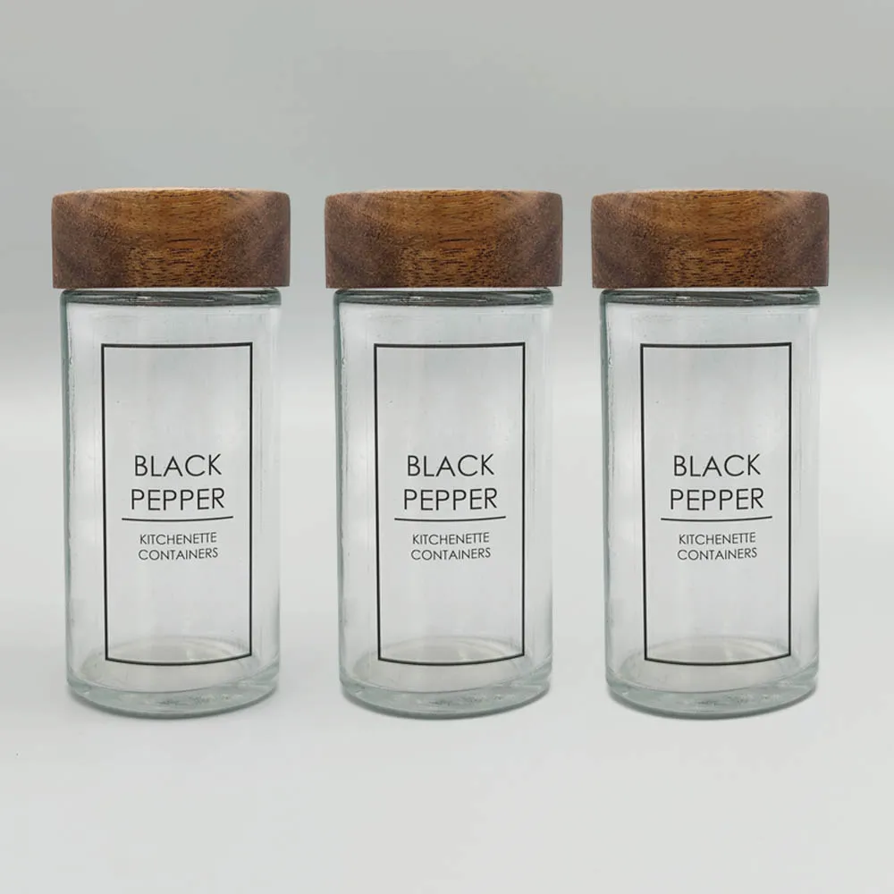 Уникальный 3oz 90 мл 100 солнцезащитные очки с печатью логотипа на заказ дизайн перец соль сахар специи маленький круглый стеклянный шейкер бутылка деревянной крышкой