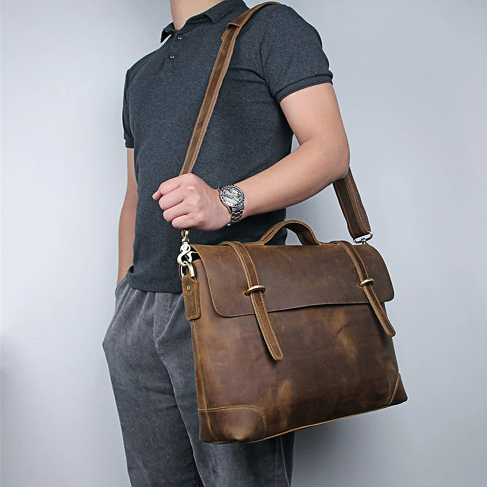 Кожаный портфель вместительный водонепроницаемый мессенджер на плечо уникальные мужские деловые сумки кожаный руководителя для