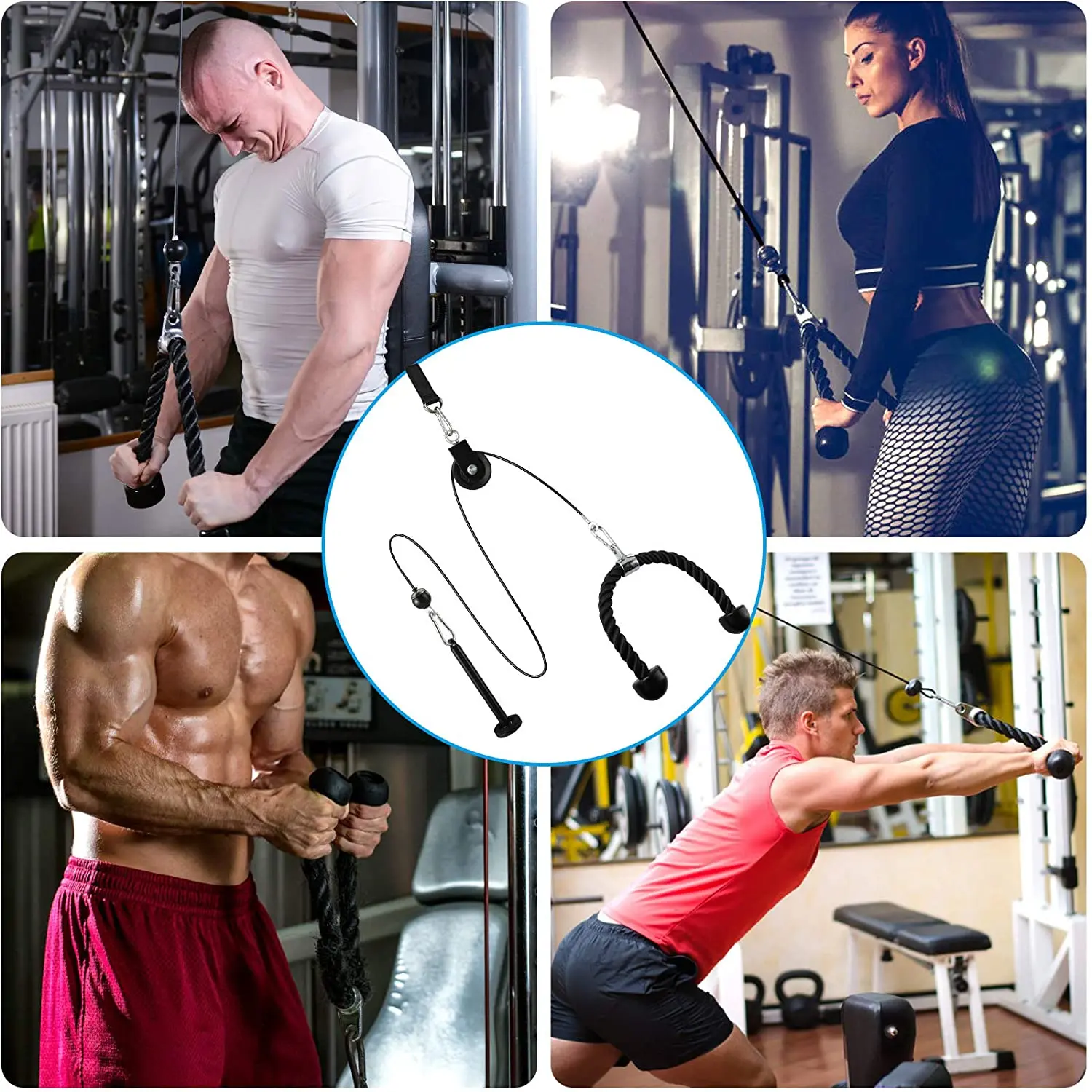 High Quality Pulley System Gym Equipment for Exercise Body LAT and Tricep Rope New Upgraded Cable Pulley System Fitness