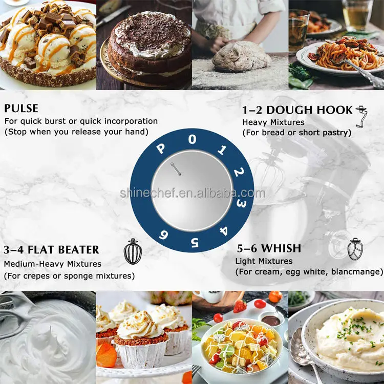 Kitchen Home Oem Food Artisan Mixer Stainless Steel 6L Mixing Bowl Egg Cake Stand Mixer