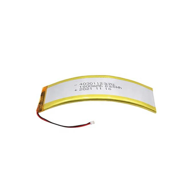 High Quality Arc-shaped curved Lithium Ion Polymer Battery 4030112 3.7v 1800mah Lipo Battery For Smart helmets Devices