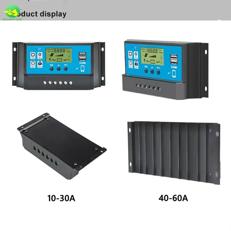 2023 New 10A 30A 50A 60A 20A Smart Solar Panel Controller Regulator 24V 12V DC Output Bulb Manual PWM Solar Charger Controllers