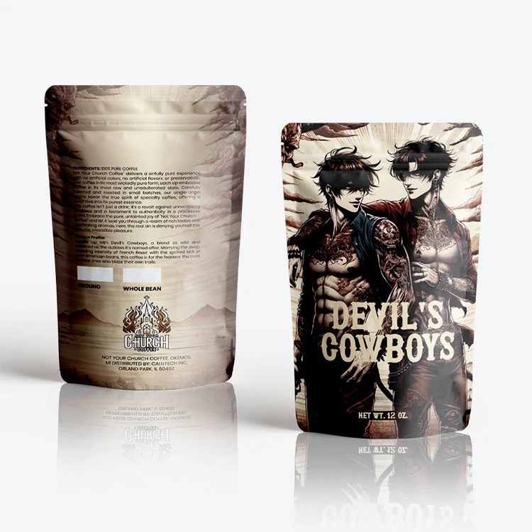 Custom Design Printed Coffee Bag Zipper Valve Candy Coffee Beans Food Packaging Aluminum Foil Coffee Packaging Bags