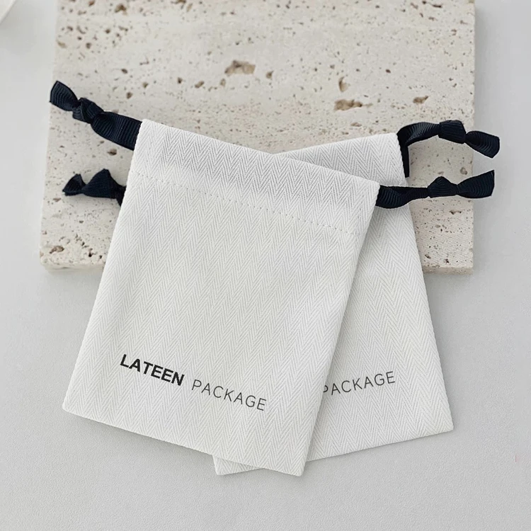 Factory Cheap Custom Printed Cotton Dust Cover Bags White Muslin Cotton Canvas Necklace Drawstring Bag Jewelry Pouches