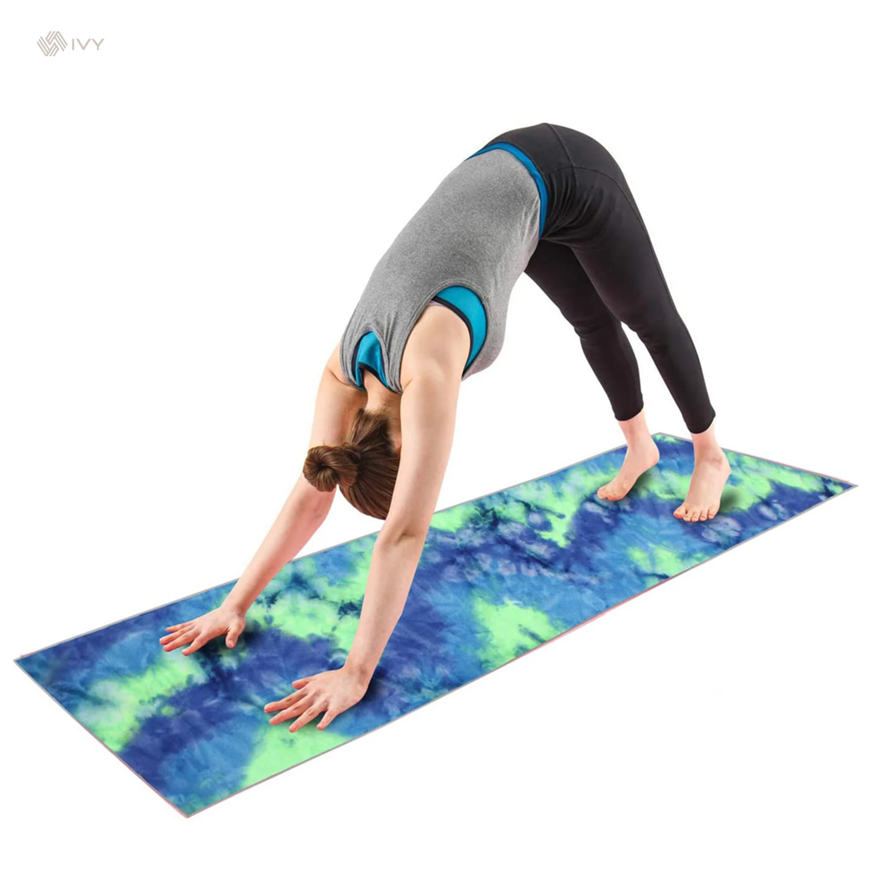 Wuxi Ivy Textile Portable Absorbent Wholesale Hot Yoga Long Towel Grippy Thick Non Slip Yoga Mat Towel with Grip Eco-Friendly