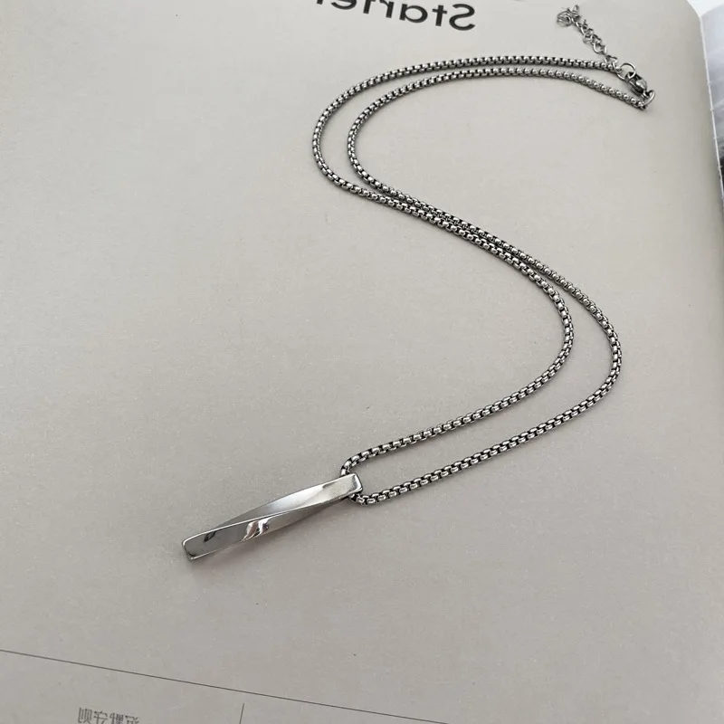 Titanium steel niche texture pendant spiral necklace hip hop chill decorative chain pendant