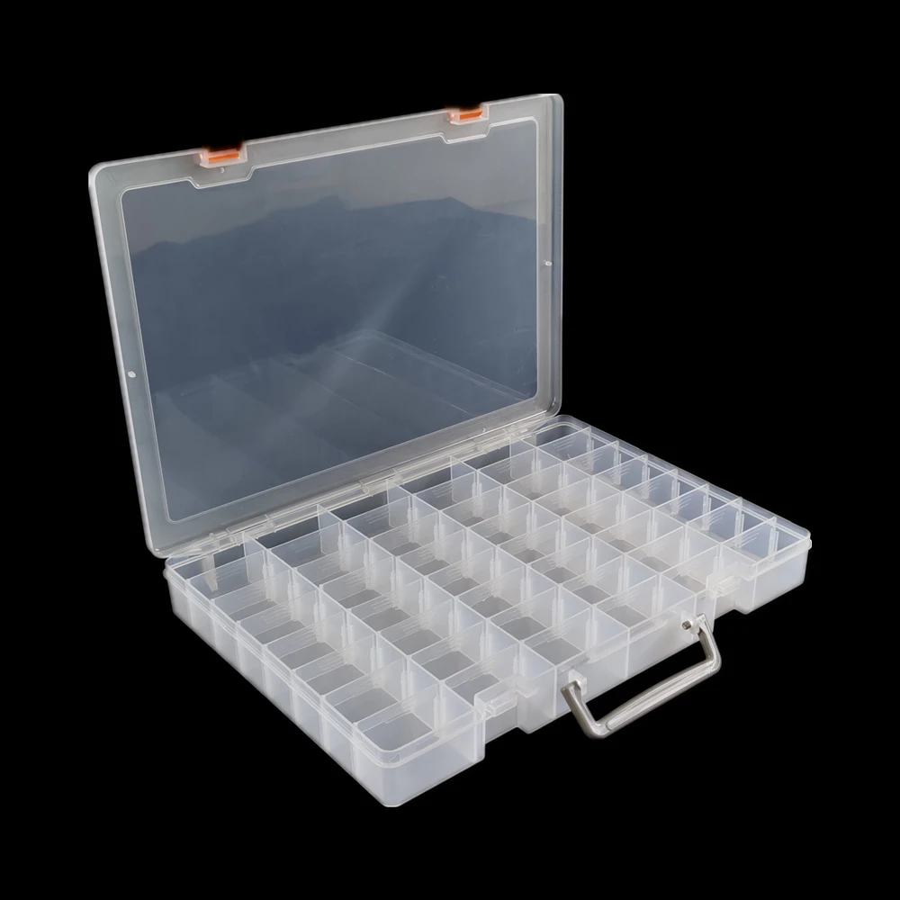 Wholesale 48 Removable Grids Transparent Screws Beads Organizer Jewelry Plastic Storage Box