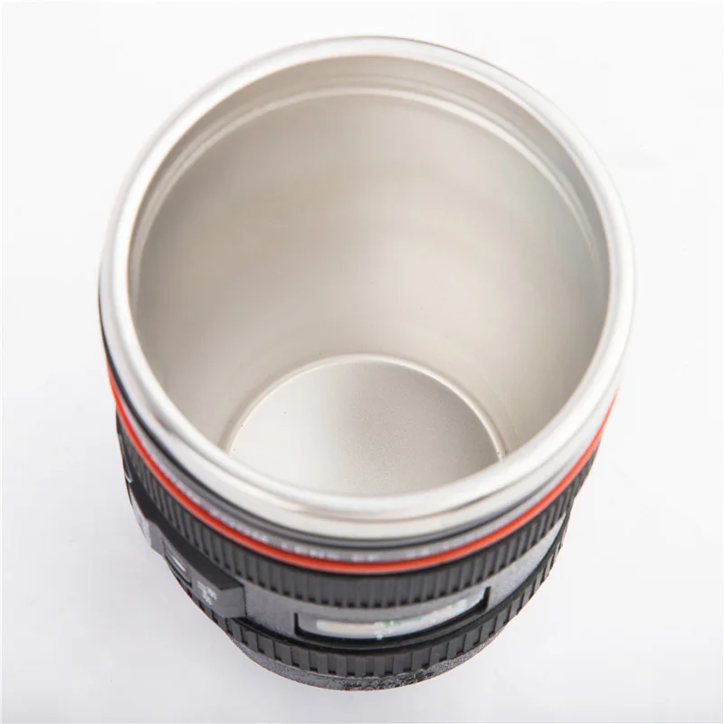Feiyou wholesale custom logo stainless steel vacuum thermal Bpa free camera lens mug with Silicone lid travel coffee cup