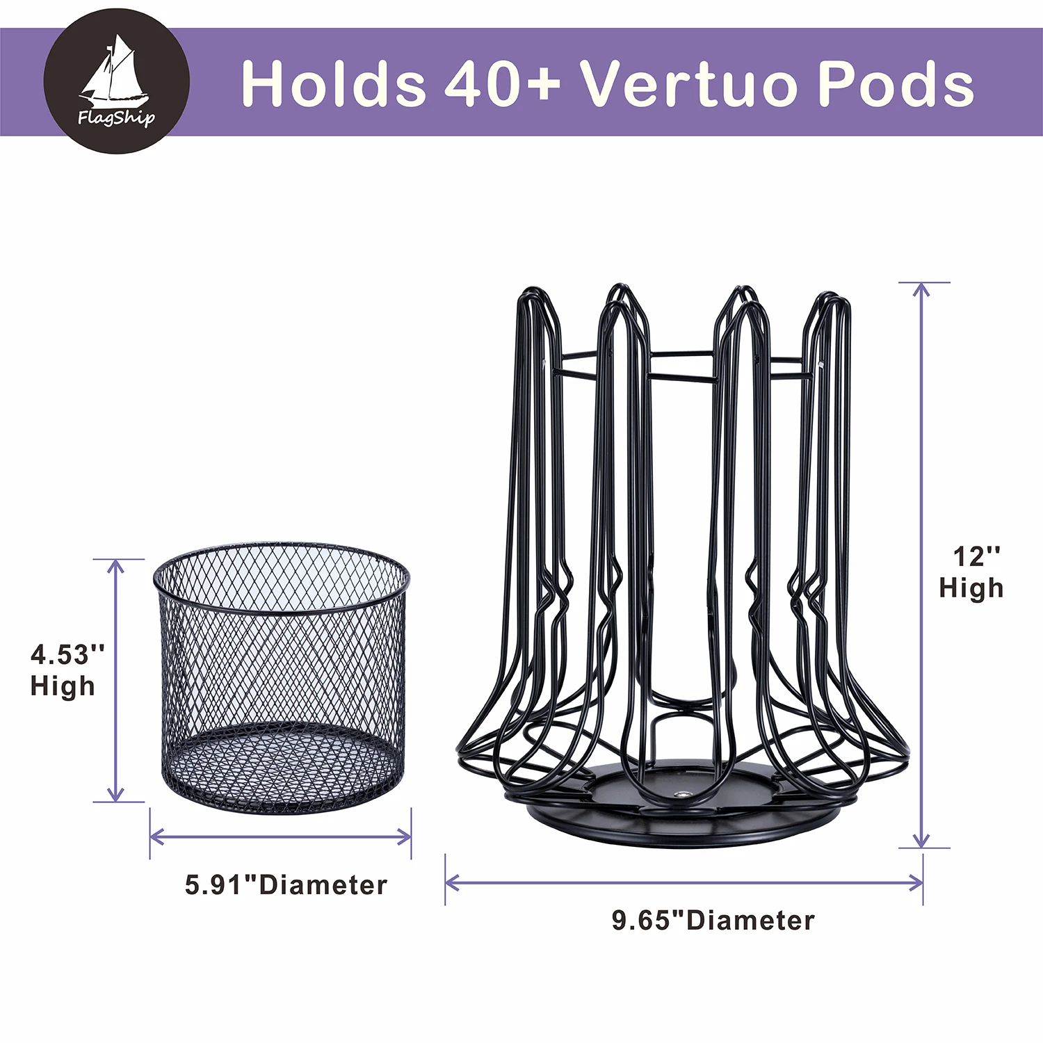Revolutionary Black Vertuoline Metal Base Coffee Capsule Storage Display Rack 40 Pods Carousel Pod Holder Kitchen Easy Standing