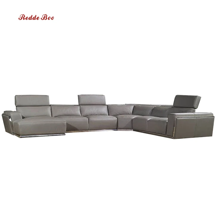 
2021 Latest Modern Luxury Designs Leather Big Size U Shape Sofa Set Royal Furniture With Metal 